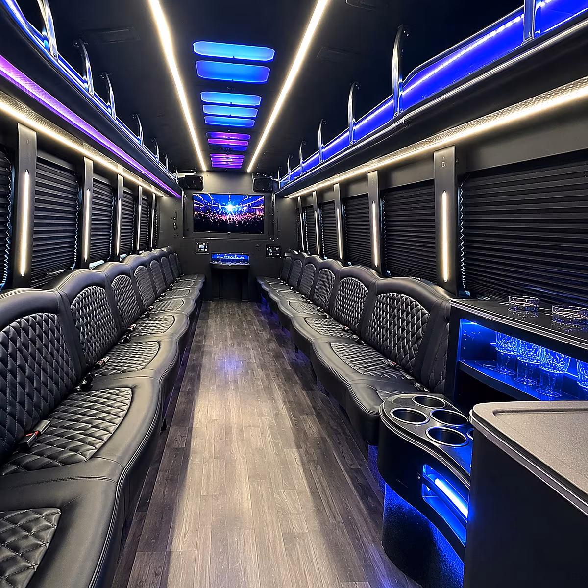 Fremont Private Event Transportation party bus interior