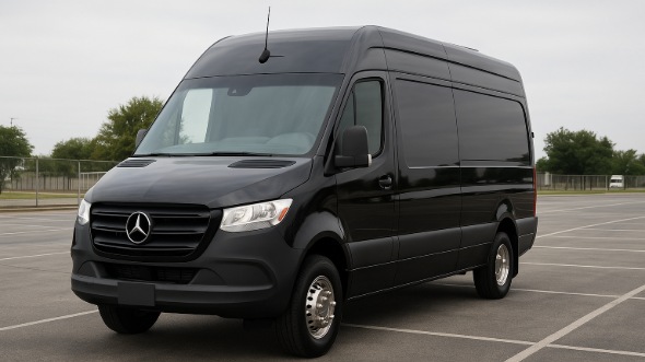 Exterior of Charter Bus Company Hayward's 14 Passenger Sprinter Limousine in Hayward