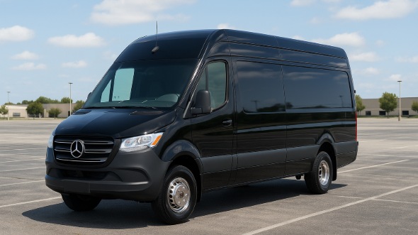 Exterior of Charter Bus Company Sunnyvale's 14 Passenger Sprinter Limousine in Sunnyvale