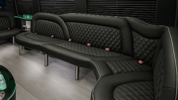 Interior of Charter Bus Company Milpitas's 18 Passenger Party Bus in Milpitas