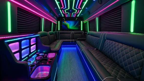 Interior of Fremont Party Bus Company's 25 Passenger Party Bus in Fremont