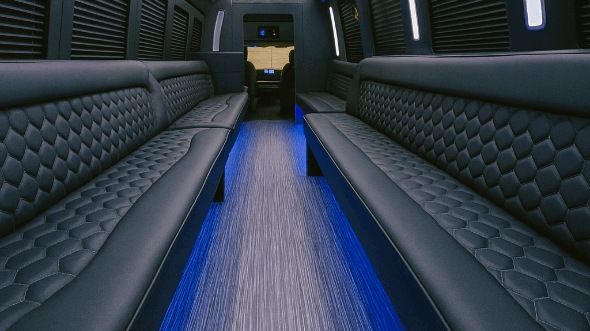 Interior of Charter Bus Company Livermore's 25 Passenger Party Bus in Livermore