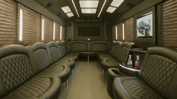 Interior of Charter Bus Company Pleasanton's 28 Passenger Party Bus in Pleasanton
