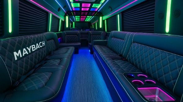 Interior of Charter Bus Company Santa Clara's 28 Passenger Party Bus in Santa Clara