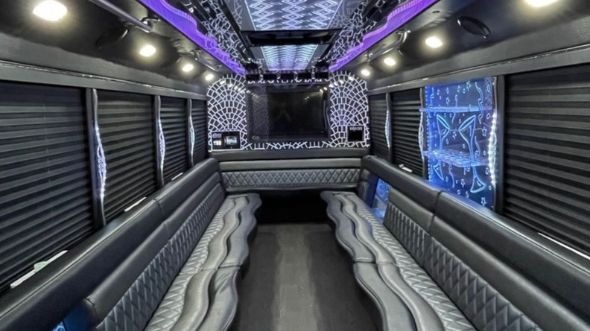 Interior of Charter Bus Company Milpitas's 30 Passenger Party Bus in Milpitas