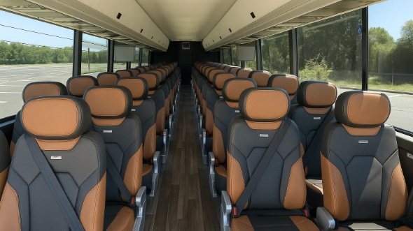 Interior of Charter Bus Company Fremont's 40 Passenger Charter Bus in Fremont