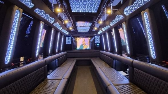 Interior of Fremont Party Bus Company's 40 Passenger Party Bus in Fremont