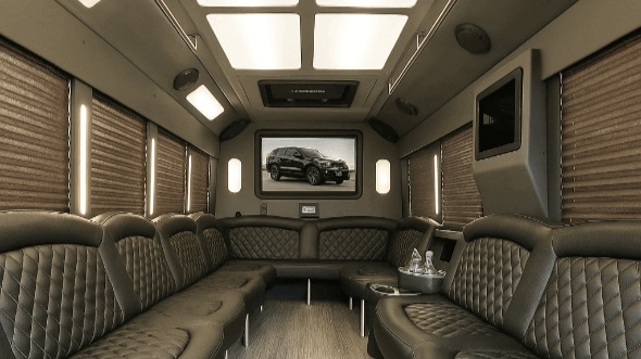 Interior of Charter Bus Company Livermore's 40 Passenger Party Bus in Livermore