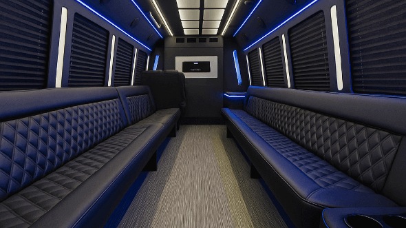 Interior of Charter Bus Company Union City's 40 Passenger Party Bus in Union City