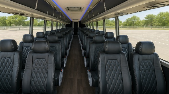 Interior of Charter Bus Company Fremont's 46 Passenger Charter Bus in Fremont