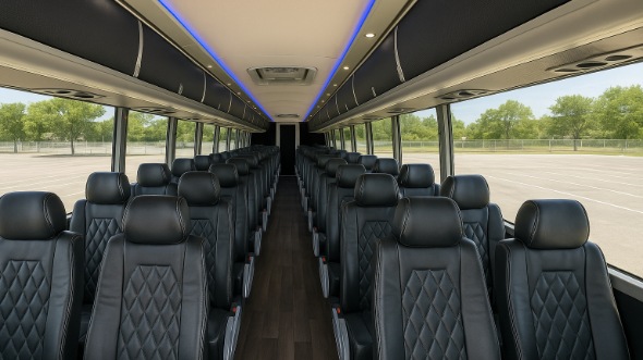 Interior of Charter Bus Company Fremont's 47 Passenger Charter Bus in Fremont
