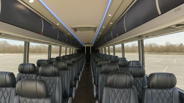 Interior of Charter Bus Company Fremont's 48 Passenger Charter Bus in Fremont