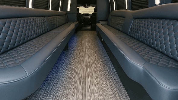 Interior of Charter Bus Company Palo Alto's 50 Passenger Party Bus in Palo Alto