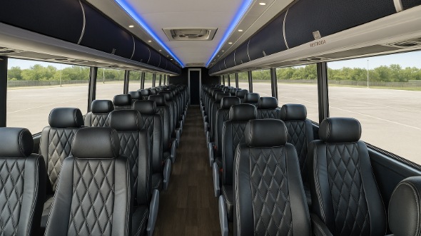 Interior of Charter Bus Company Fremont's 51 Passenger Charter Bus in Fremont